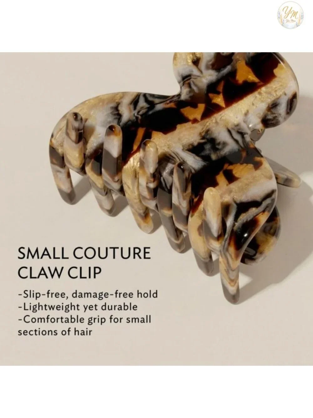 Small Couture Claw Clip for Women, Cellulose Acetate Hair Clip, Handcrafted in